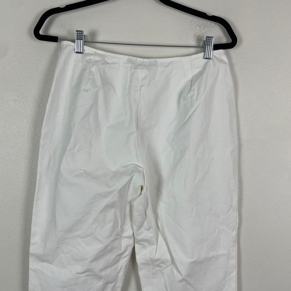 Lafayette 148 New York White Cotton Blend Cropped Pants 12 Career Minimalist - Picture 7 of 8